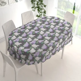Biante Bavlnený oválny obrus Sandra SA-384 Kvety orgovánu na sivom 120x180 cm