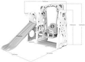 Ramiz Záhradná šmykľavka s hojdačkou a basketbalom 3v1 – bielo modrá
