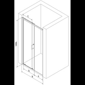 Mexen Apia, posuvné dvere do otvoru 95 x 190 cm, 6mm číre sklo-pásiky, chrómový profil, 845-095-000-01-20