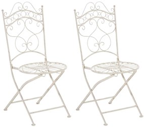 Kovová stolička skladacia Indra (SET 2 ks) - Krémová antik