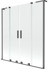 Mexen Velar L Duo, 2-krídlová posuvná vaňová zástena 140 x 150 cm, 8mm číre sklo, grafitová, 896-140-003-02-95