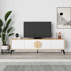 TV stolík v dekore duba v bielo-prírodnej farbe 180x51 cm Vae – Marckeric