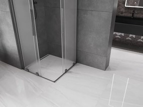 Mexen Velar Duo, sprchový kút s posuvnými dverami 80 x 80 cm, 8mm sklo námraza, grafit brúsený, 871-080-080-32-66
