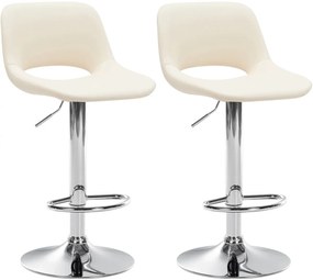 Design-Shop 2x Barová stolička Camden - koženka, chróm rám - Krémová
