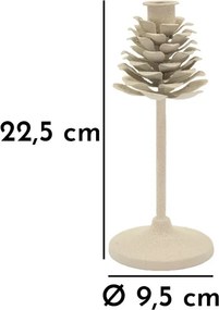 Kovový svietnik Pigna 22 cm krémový