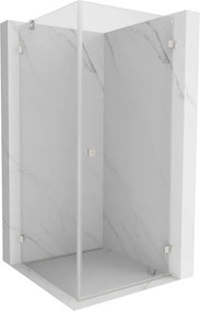 Mexen Lunar-B pravostranný výklopný sprchový kút 100 x 100 cm, číre sklo, brúsená oceľ, 832-100-100-97-00-P