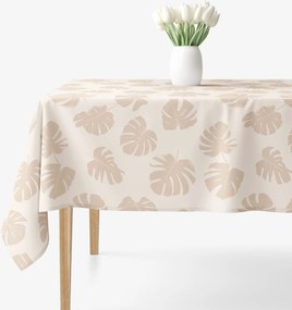 Goldea hranatý obrus 100% bavlnené plátno - tropické listy na béžovom 80 x 80 cm
