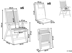 Sada 6 záhradných stoličiek s taupe vankúšmi JAVA Beliani