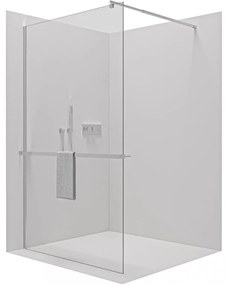 Cerano Onyx, sprchová zástena Walk-in 80x200 cm, 8mm číre sklo, chrómový profil + polička/držiak na uteráky, CER-CER-477167