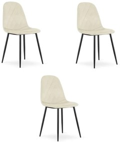 Set troch jedálenských stoličiek ASTI zamatový béžový (3 ks)
