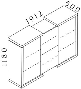 Stredná skriňa Lineart 191,2 x 50 x 118 cm, brest tmavý / antracit