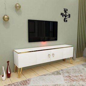 TV stolík/skrinka Capari (Biela + Zlatá). Vlastná spoľahlivá doprava až k Vám domov. 1072713