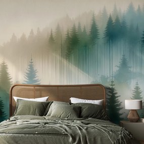 Samolepiaca tapeta hmlistý les v akvareli