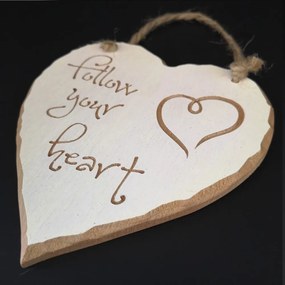 AMADEA Drevené srdce s rytým textom - Follow your heart, masívne drevo, 16x15x1 cm