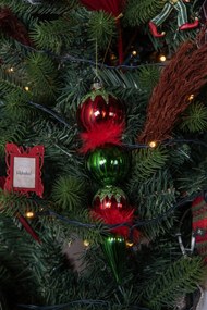 Červeno-zelená vianočná sklenená ozdoba - Ø 6*23 cm