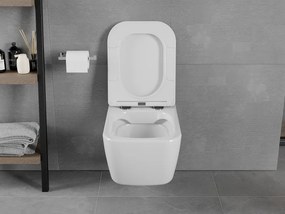 Mexen Elis závesné wc Rimless s toaletným Slim sedátkom z duroplastu, 52 x 34,5 cm, biela - 30910600