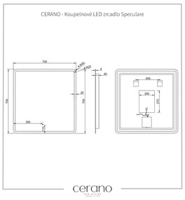 Cerano Speculare, kúpeľňové LED zrkadlo 70x70 cm, CER-CER-429280