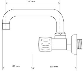 Gamma CLASIC C, umývadlová / kuchynská batéria s výlevkou 20cm, 150 mm, chrómová, GMA-BCCS-C-CH