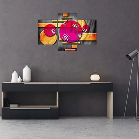 Abstraktný obraz s historickými symbolmi (90x60 cm)