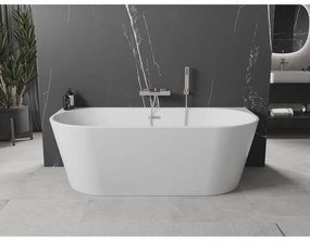 Mexen Oval, voľne stojaca nástenná vaňa 180 x 80 cm, biela, brúsená oceľ prepad, 52671808000-97