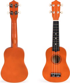 ECOTOYS detské drevené ukulele 4 nylonové struny, 12 pražcov, pre 3+ rokov