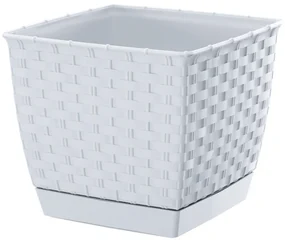 Plastový kvetináč Ratolla Square biela, 19 cm