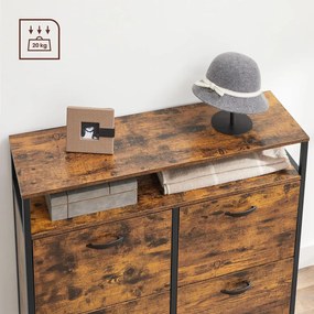 Skrinka na topánky, úžky botník so 4 dvierkami, rustikálny hnedý