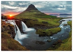 Obraz - Kirkjufell pri západe slnka (70x50 cm)