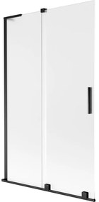 Mexen Velar L, 2-krídlová posuvná vaňová zástena 110 x 150 cm, 8mm sklo námraza, čierna matná, 896-110-003-31-70