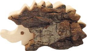 AMADEA Drevený dekorácia ježko s kôrou, masívne drevo, 7 cm