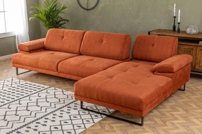 Rohová pohovka Mustang s pohyblivým operadlom 314 cm, pravá, oranžová