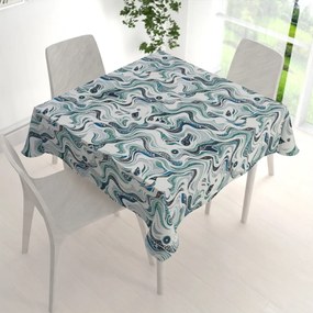 Biante Bavlnený štvorcový obrus Sandra SA-587 Modro-zelené designové vlnky na mintovom 40x40 cm