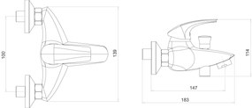 Novaservis Metalia 57, vaňová batéria 100 mm, chrómová, 57024,0