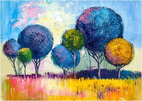 Sklenený obraz kopulovitých stromov, olejomaľba (70x50 cm)