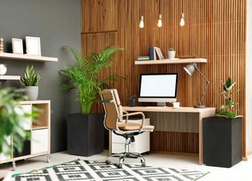 PLASTOVÝ KVETINÁČ NA KOLIESKACH BETONIQUE 60X40X40 CM IMITÁCIA BETÓNU ČIERNA