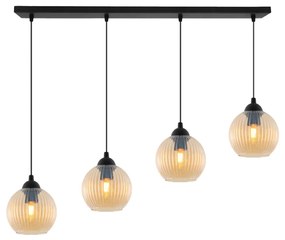 Závesné svietidlo Riffle Round, 4x medové sklenené tienidlo