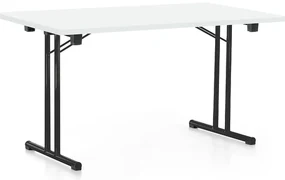 Skladací stôl 140 x 80 cm, čierna podnož, biela