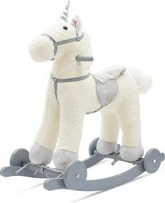 Baby Mix Hojdacia hračka s melódiou a kolieskami Unicorn biela, 64 x 35 x 60 cm