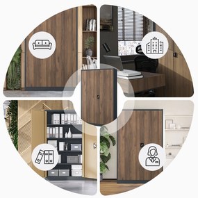 Kancelárska kovová skrinka na dokumenty JAN II, Eco Design: antracit/orech