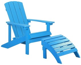 Záhradná stolička s podnožkou modrá ADIRONDACK Beliani