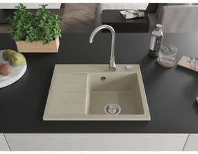 Mexen Ben, 1-komorový granitový drez 600x500x190 mm, pravý + chrómový sifón, béžová, 6523605000-69