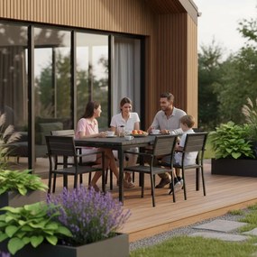 MultiGarden Skladací záhradný stôl 180-240 cm až pre 12 osôb HDPE oceľ sivá MultiGarden