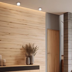 Stropné svietidlo Cyklop, 1x biele kovové tienidlo