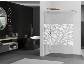 Mexen Kioto, sprchová zástena Walk-In 70 x 200 cm, 8mm číre sklo biely vzor, medený matný profil, 800-070-101-65-85