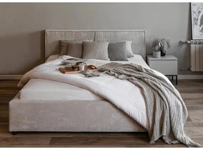 Manželská posteľ 140 cm Fatime (s roštom) (s úl. priestorom) (béžovosivá + čierna). Akcia -18%. Vlastná spoľahlivá doprava až k Vám domov. 1099180