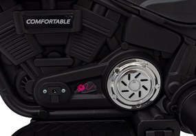 Ramiz Elektrická motorka Chopper FASTER pre deti červená + FM rádio + audio panel + LED