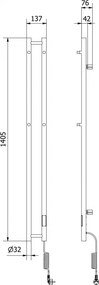 Mexen Pino, elektrické vykurovacie teleso s vešiakmi na uteráky 1405x137 mm, 150 W, čierna, W301-1405-137-00-70