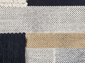 Bavlnená nástenná dekorácia so strapcami v béžovej a čiernej farbe HANGU Beliani