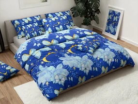 Bavlnené obliečky BLUE BUTTERFLY tmavo modré Rozmer obliečky: 2 ks 70 x 90 cm | 200 x 220 cm