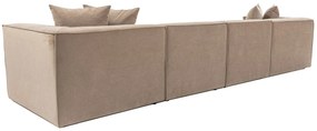 Rohová pohovka Sora s rámom zo 100% hrabového dreva 430 x 102 cm, pravá, kapučínová